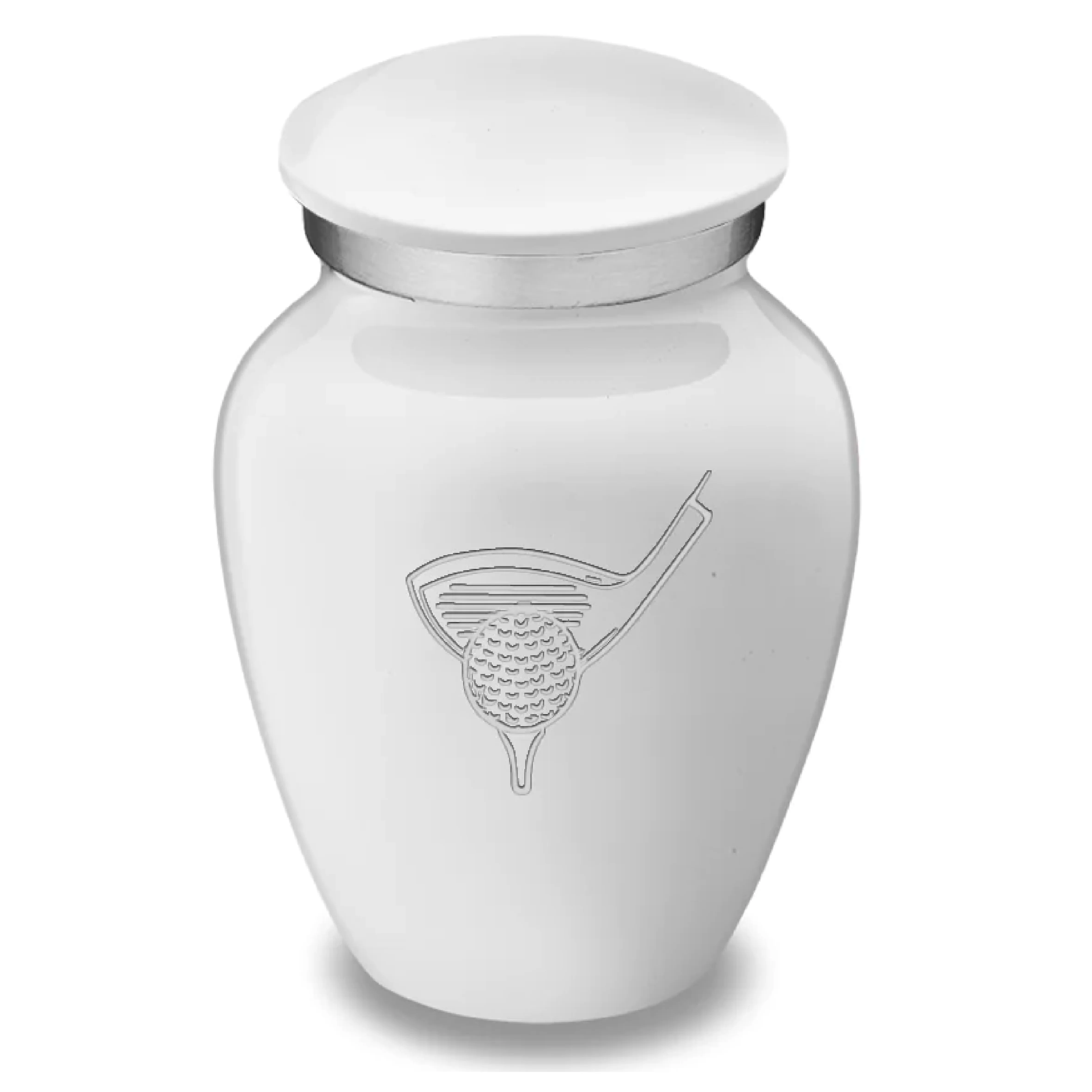 Aluminium Teal Shining Keepsake Urns With Golf Design & Silver Rim