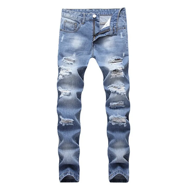The new arrival of ragged patch jeans street wear hip hop vintage decal pants slim fit stylish denim jeans
