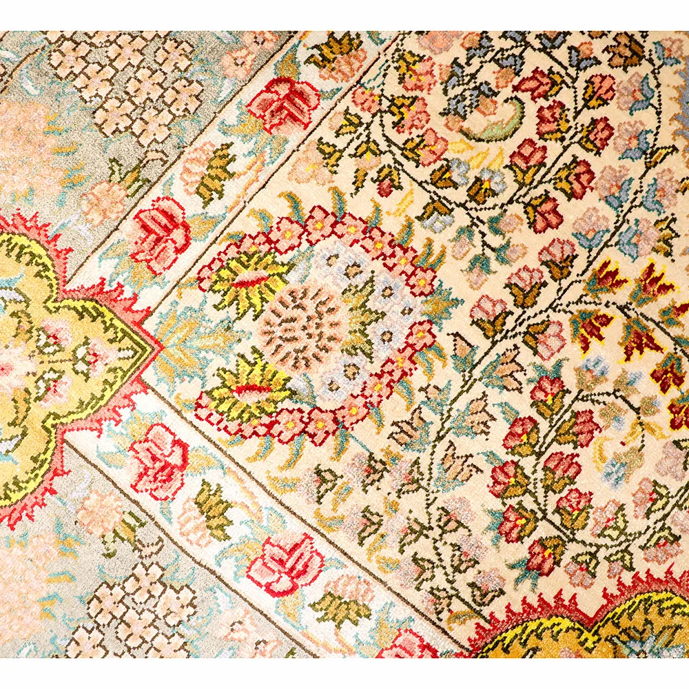 YUXIANG 4*6ft Exquisite handmade hand knotted silk rug All Over Tapestry Hand Knotted Area Rug Silk Persian Rug