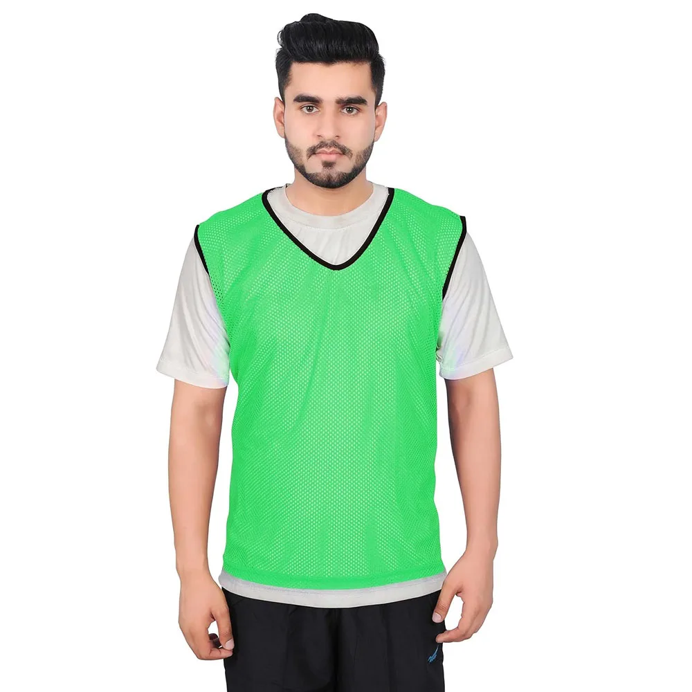 Custom Cricket Training Bibs For Sale Men Green Mesh Soccer Training Vests For Sale Double Side Training Vests