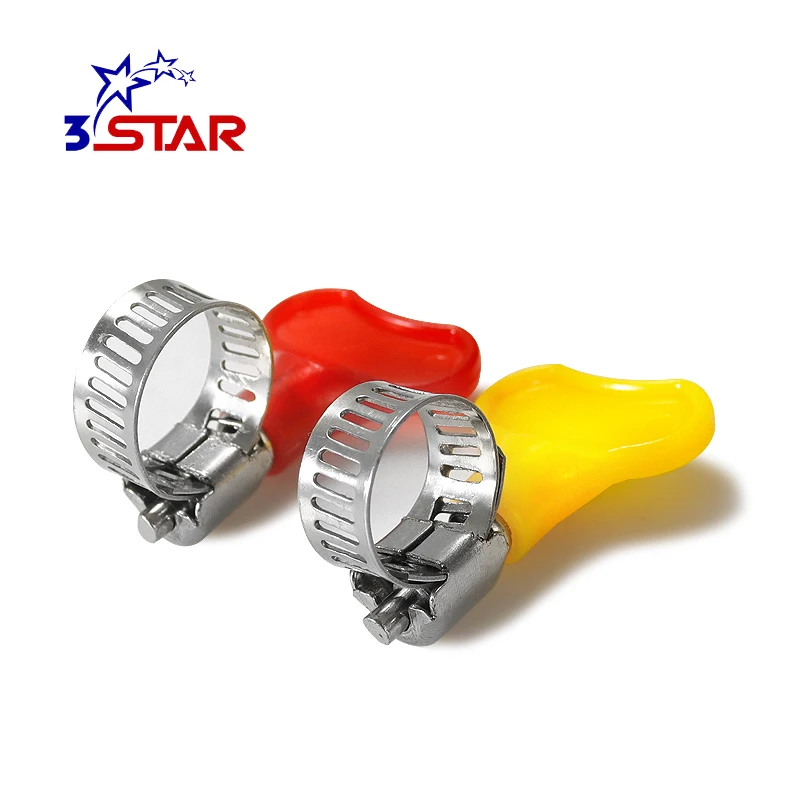 Galvanized Steel/Stainless Steel American Style Hose Clamp with Plastic Butterfly Key Handle in Multiple Colors