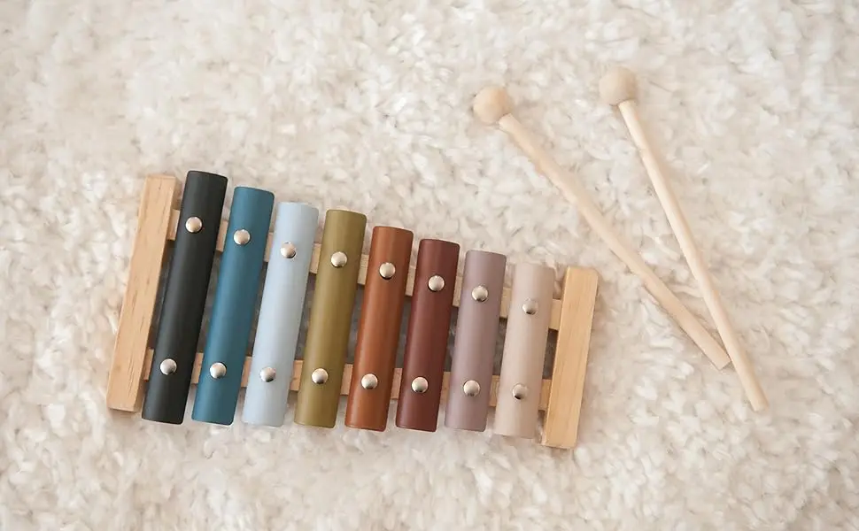 Customized Good Quality Rainbow Wooden Xylophone Montessori Musical Instrument Toy for Baby