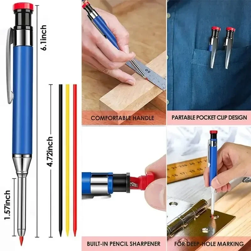 Factory Directly Price Personalised Metal Solid Carpenter Pencil Colouring Drawing Mechanical Pencil Case Set