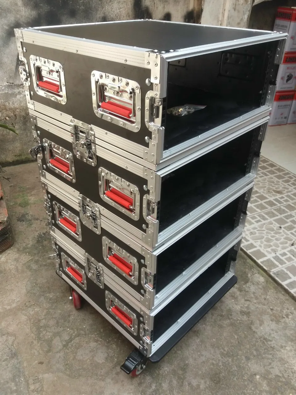 Rack Case Protection for PA/DJ gears 10U 12U 16U Customize with Locking Drawers Portable Carry Case