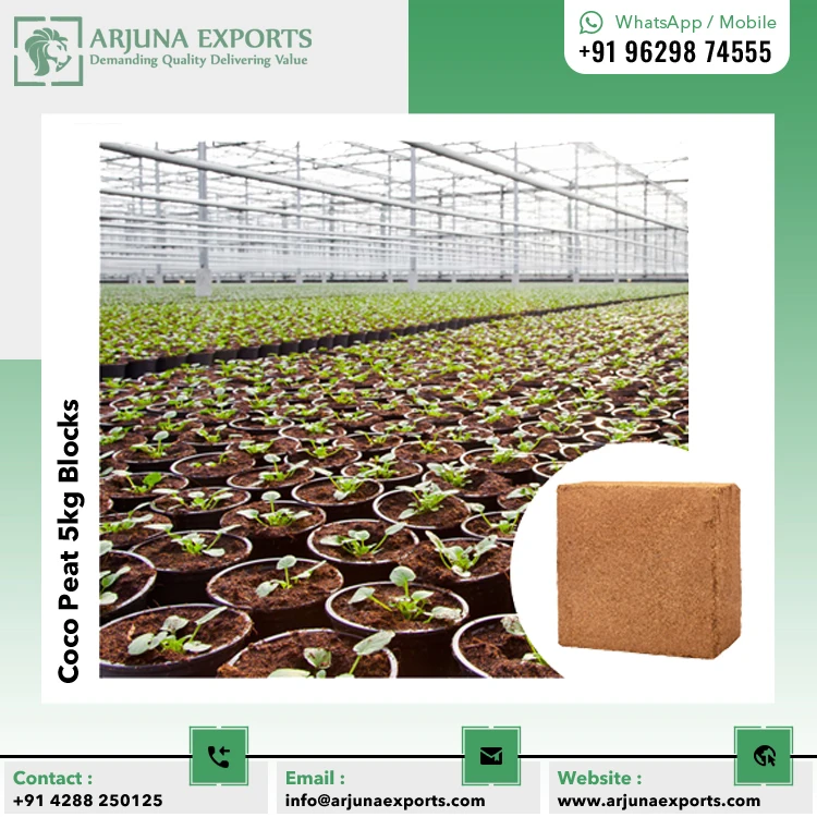 Premium Grade Coconut Coco peat Block Coir Pith 5kg Brick for the Use of Seedling Nurseries And Gardening