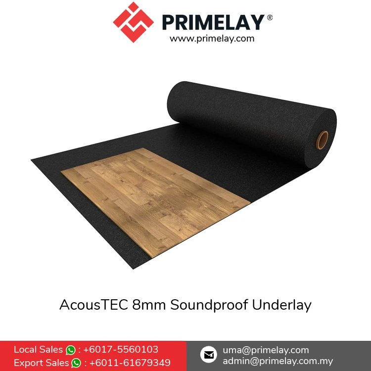 High Durability 8mm AcousTEC 8 Rubber Underlay Roll Modern Design Shock Absorber Soundproof Carpet Flooring Accessories Malaysia