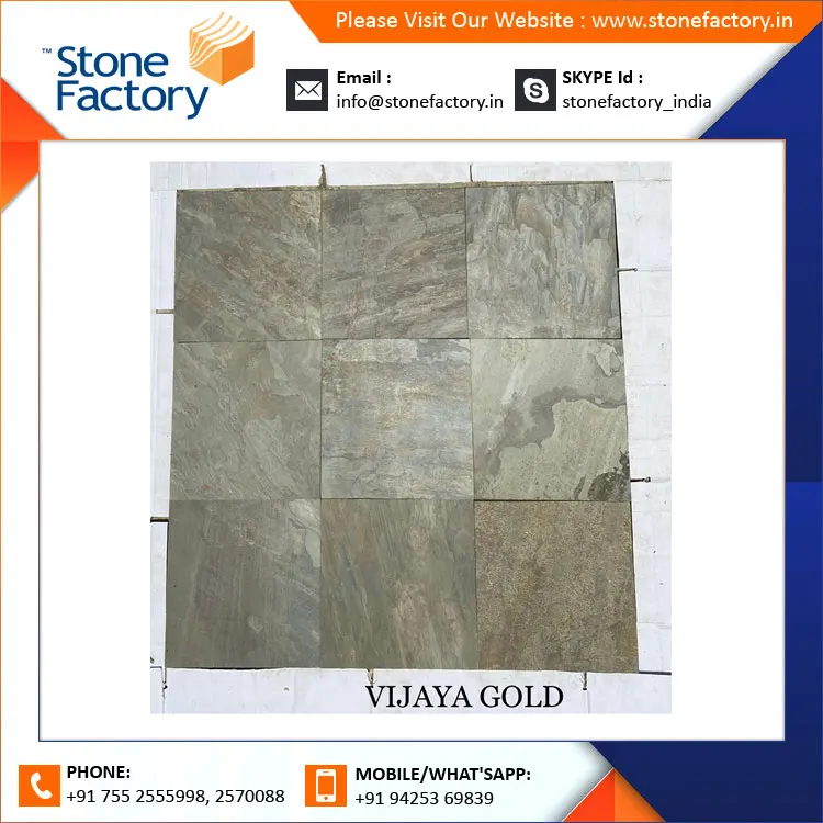 New Design Home Decorative Vijaya Gold Slate Tiles for Wall And Flooring