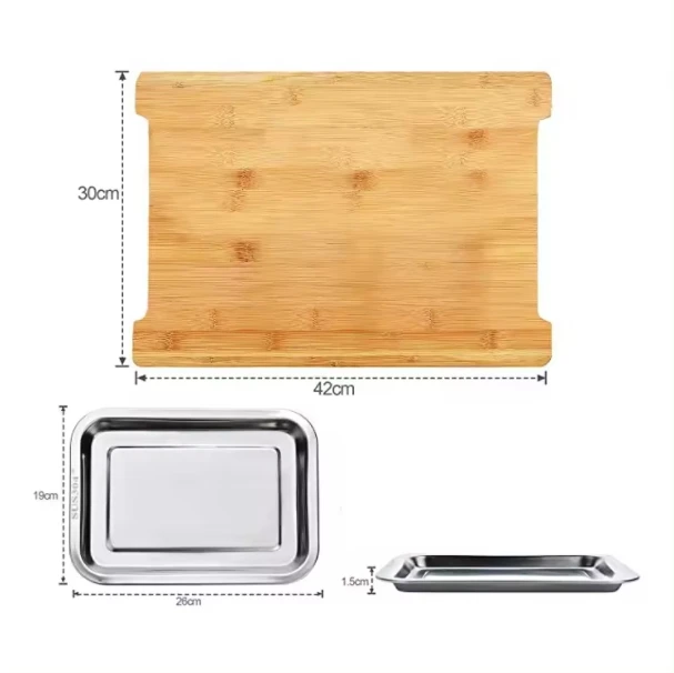 Chopping Board Style Bamboo, Wood Oiled Bamboo Countertop Cutting Board Large with steel tray