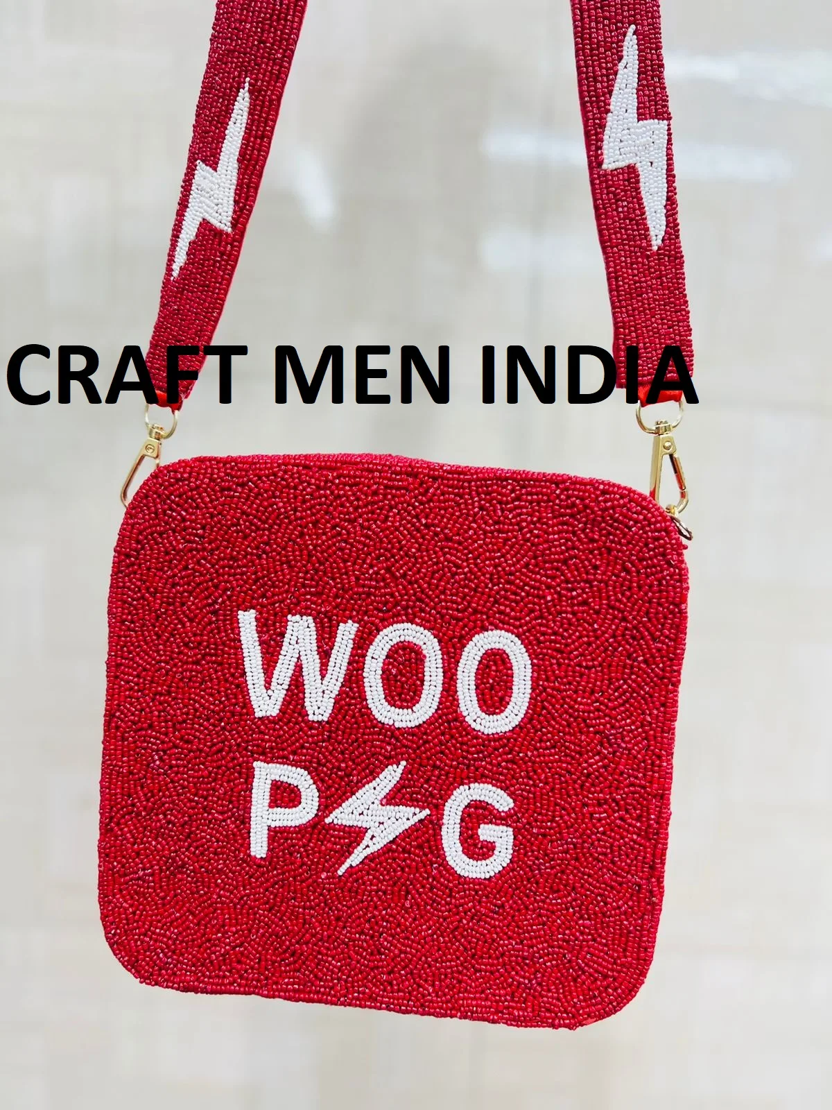 Ships Next Day - Beaded Guitar Strap - Woo Pig Box Bag - Beaded Arkansas Strap - Game Day Bag - College Game Day - Razorbacks -