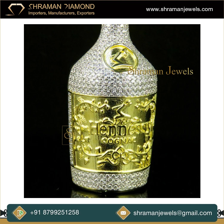 Top Quality Modern Design Fashion Jewelry 925 Sterling Silver Fancy VVS Bottle Lab Grown Diamond Pendant for Men