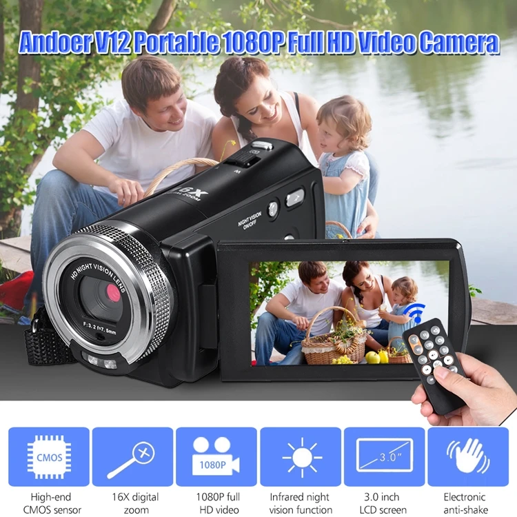 1080P Full HD 16X Digital Zoom Recording Portable Camcorder Video Camera Night Vision
