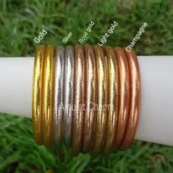 Hot Sale Best Quality Premium  quality gold leaf bangle PVC rubber mantra bracelet buddhist from Thailand