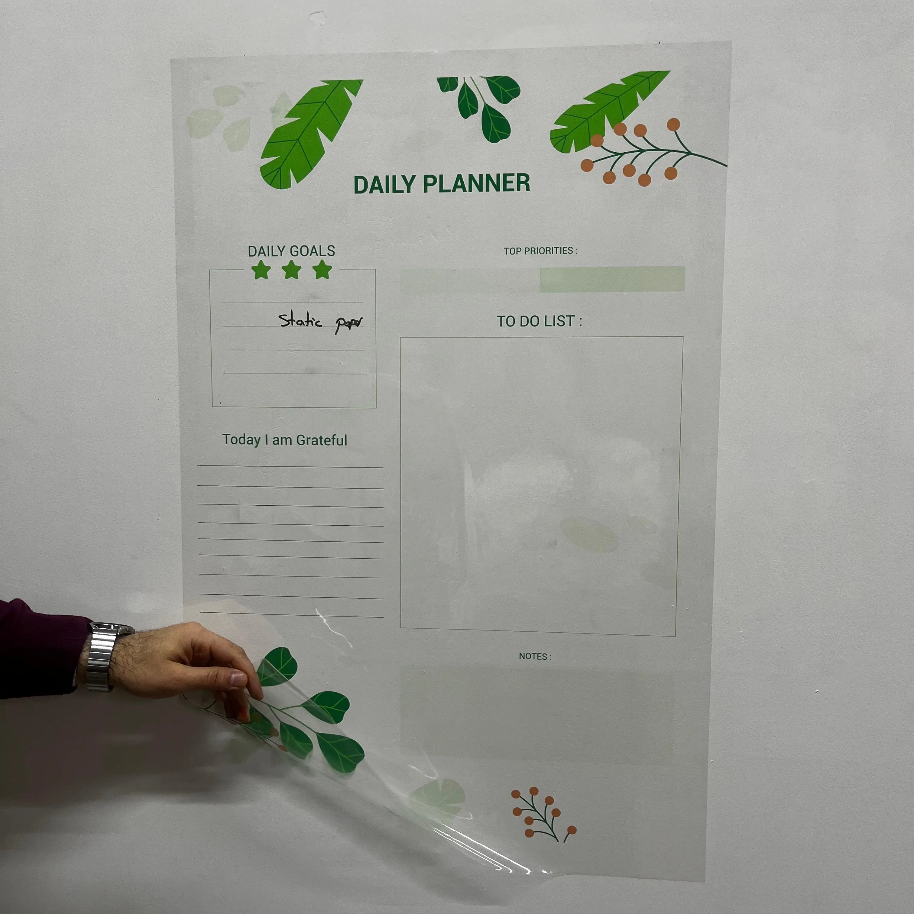2024 Model-14 Durable Polystyrene Daily Planner Organizer Static Electricity Holding Dry-Erase Whiteboard Surface Wood Metal