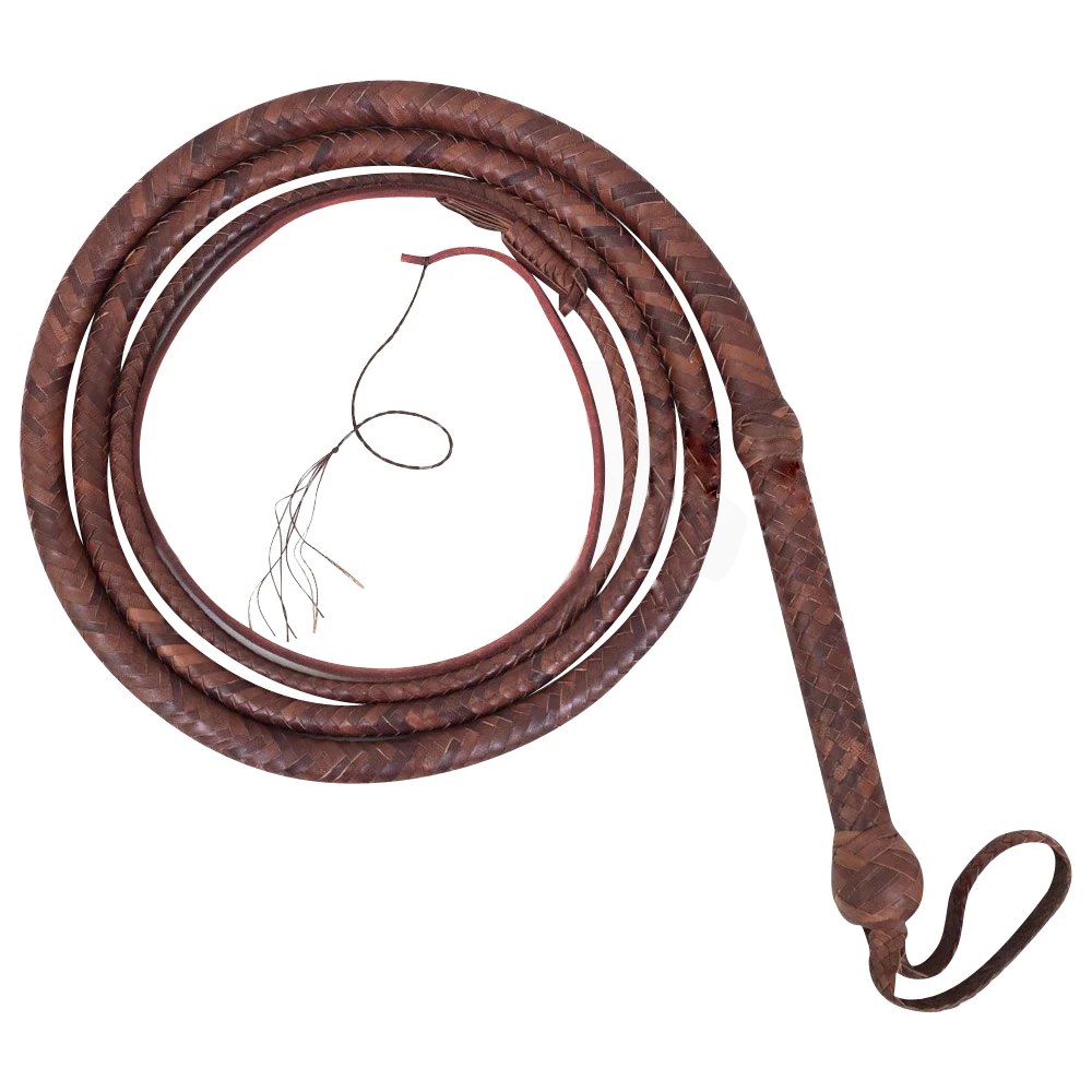 Latest Design Hand Made Heavy Leather Bull Whip Cow Hide 4 To 16 Feet 14 Plaits Custom Bullwhip Belly And Bolster Construction