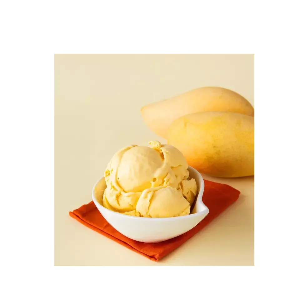 Singapore Supplier Refreshing Fragrant Yellow Color Low-fat Fruity Sweet Handcrafted Mango Sorbet Ice Cream (3.5oz Cup) in Bulk