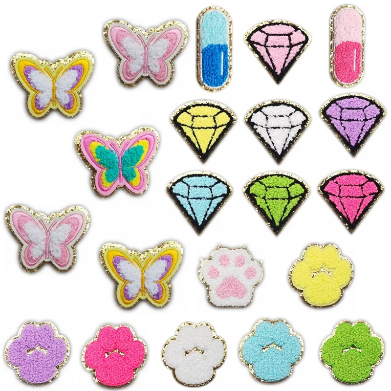 No Minimum Wholesale Custom Shapes Iron On Patch Embroidery Letter Towel Chenille Patches