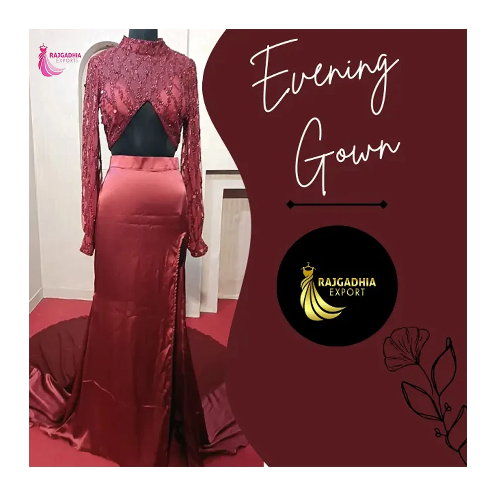 High Quality Long Elegant Evening Gowns V Neck Formal Prom Dresses Beaded Party Gown for Women