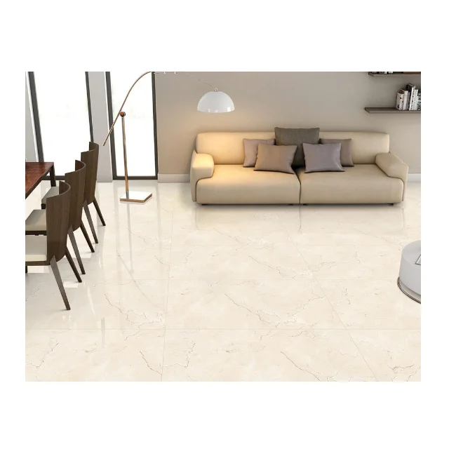 Premium Quality Crema Marfil Marble Look Polished Porcelain Floor Decoration Tiles Manufacture in India Low Prices