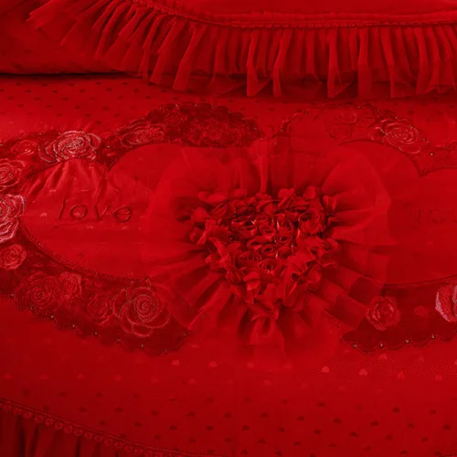 Red Wedding Duvet Bedding Set King Size Silk Quilt Comforter Bed Sheet Crib Bedding Sets Wholesale