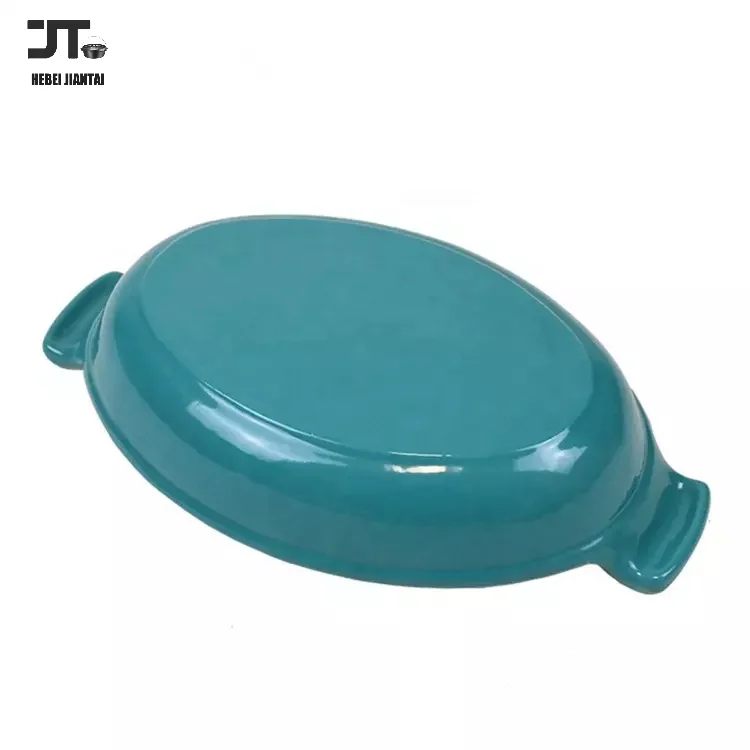 Enameled Oval Cast Iron Lasagna Pan Large Roasting Pan, Casserole Dish for the Oven, Kitchen and Camping 2 Pieces Cookware Set