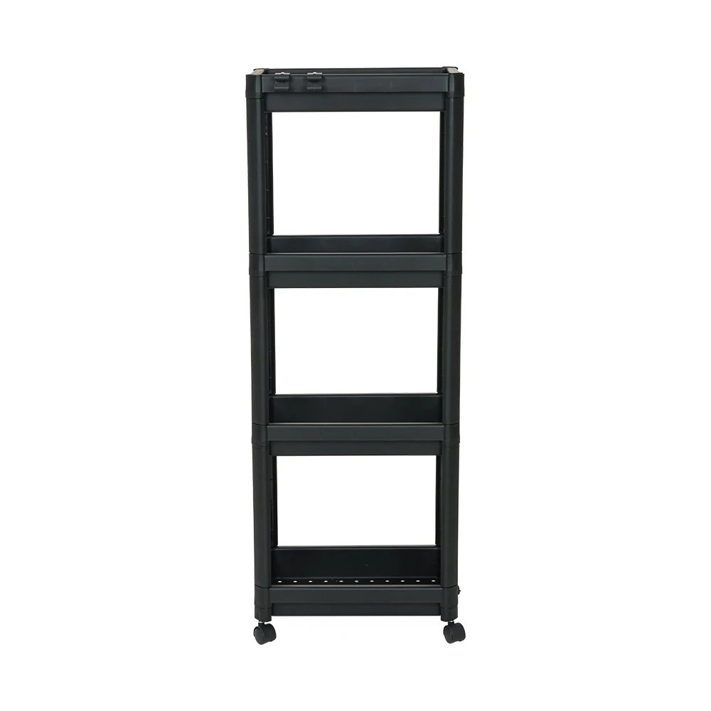 Multifunctional White Storage Rack Trolley 4 Tiers Organizer with Wheels Multifunctional Storage Cart-Black
