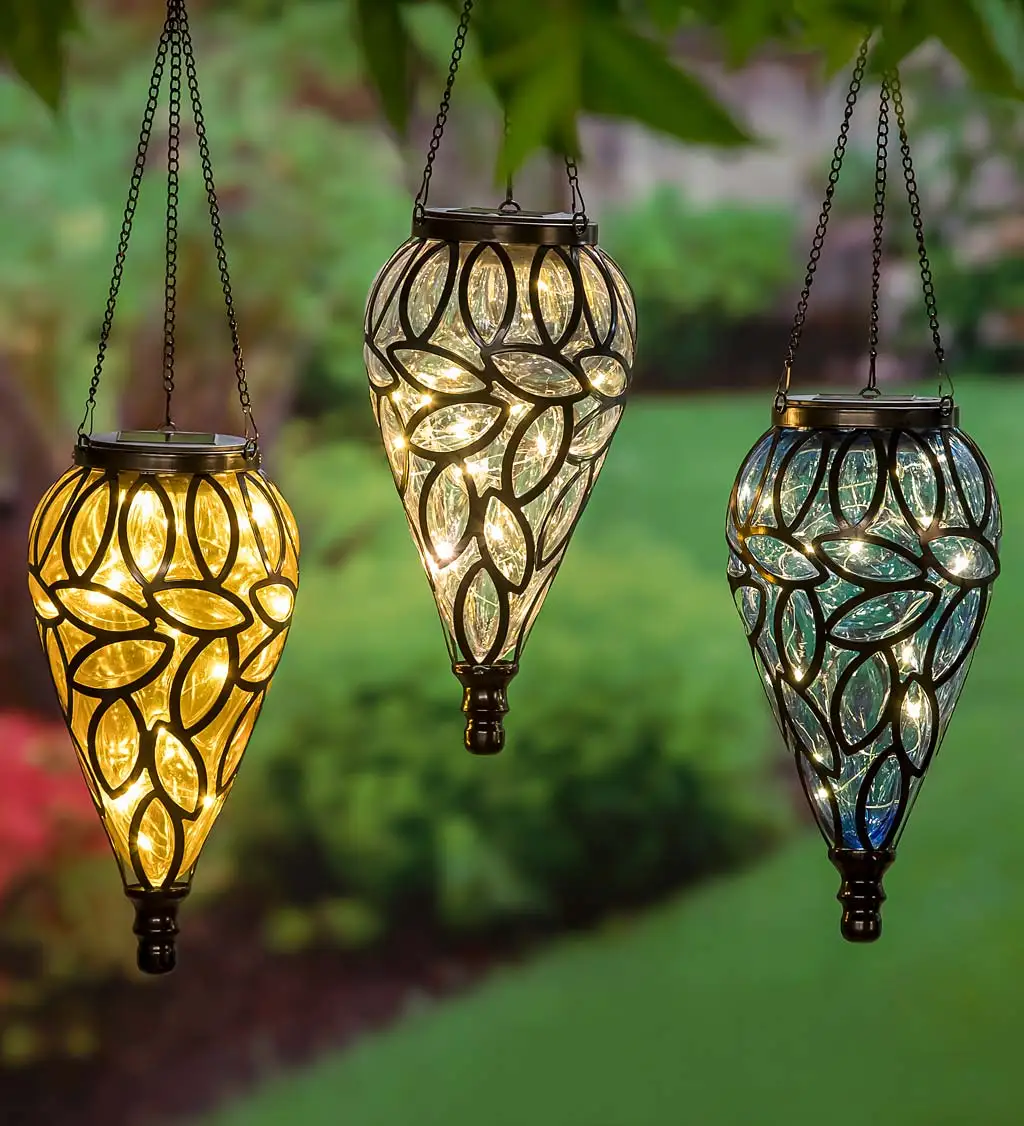Tear-Shaped  LED Fairy Firefly String Lights Solar powered Garden Outdoor Hanging Lantern LED pendant solar lamp