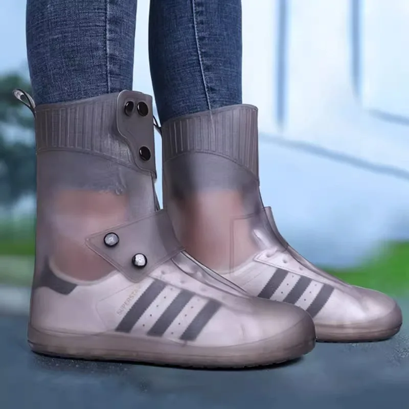 Rain Boots Large Size Portable Silicone Rain Boots Outdoor Unisex Models Thickened Wear-Resistant Waterproof Shoes Covers
