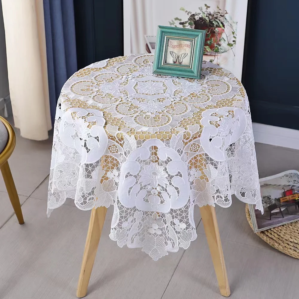 Embroidered tablecloth applique embroidered tablecloth Heavy duty embroidery cotton linen polyester tablecloth for rectangle