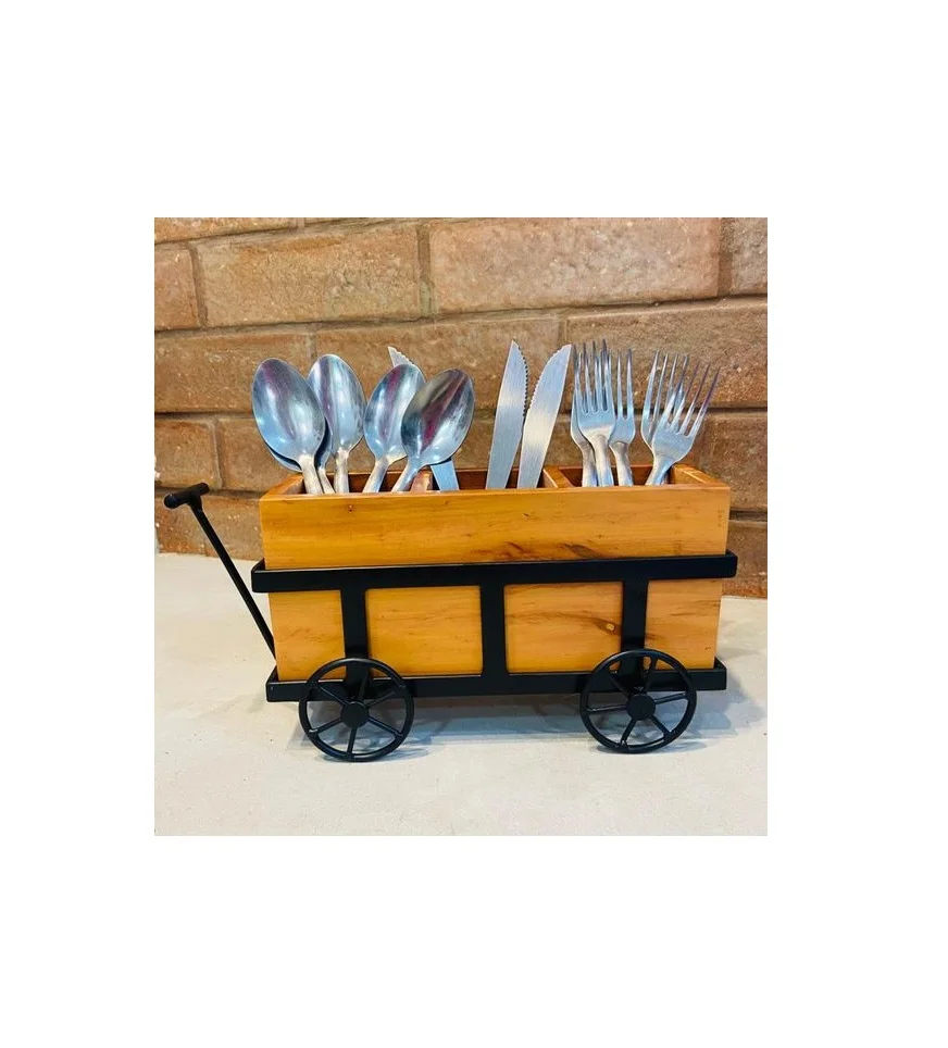 Stylish design square shape cutlery holder high quality handmade wooden cutlery holder at cheapest price