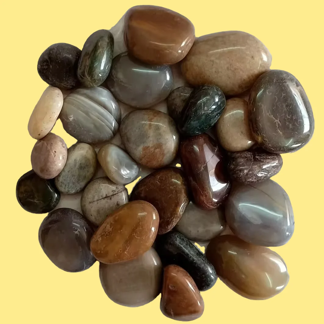 Most Selling Natural Stone Polished Mixed Color Decorative River Stone Pebble for Hoem and Garden Decoration