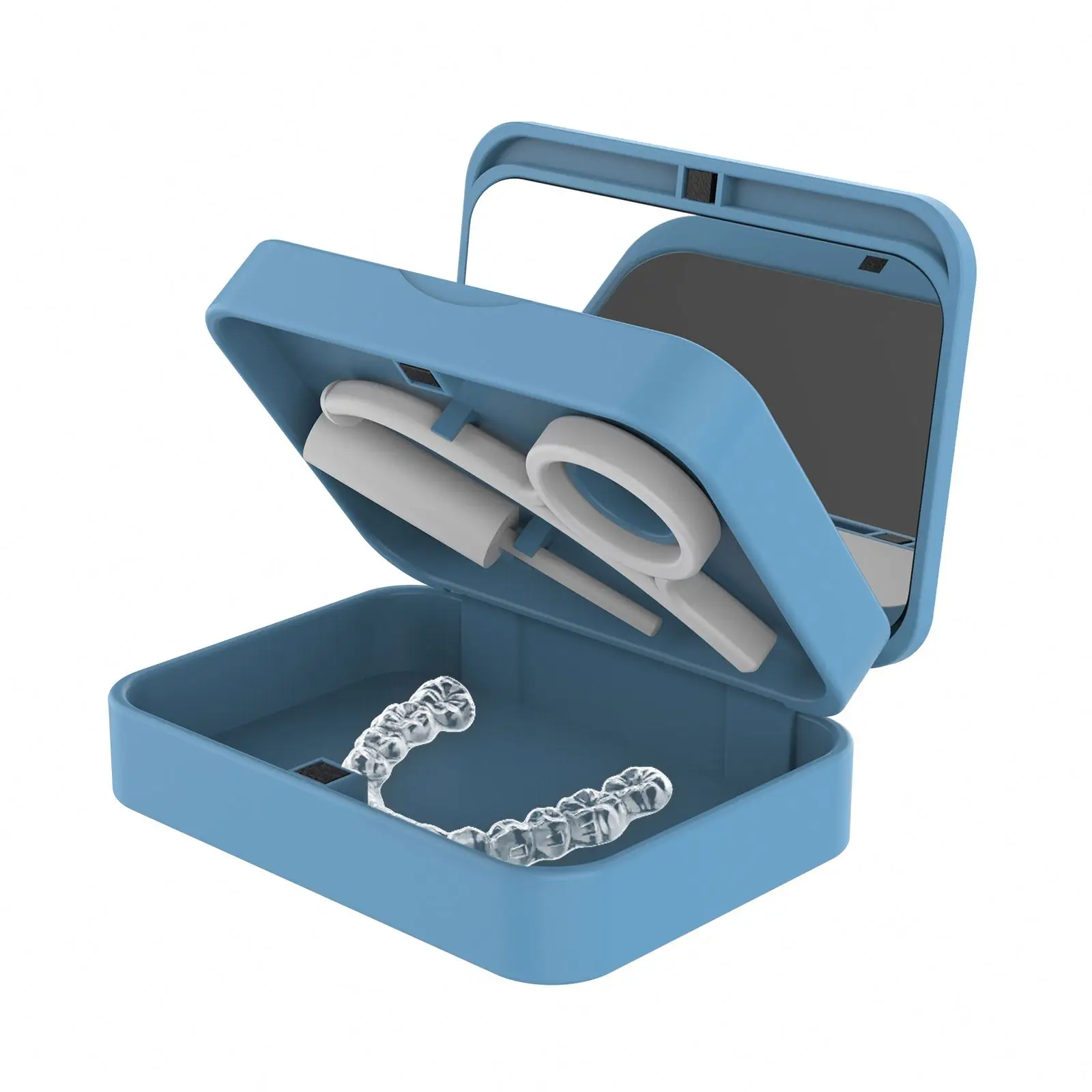 New Wholesale  colorful dental braces box retainer case plastic orthodontic denture box with mirror