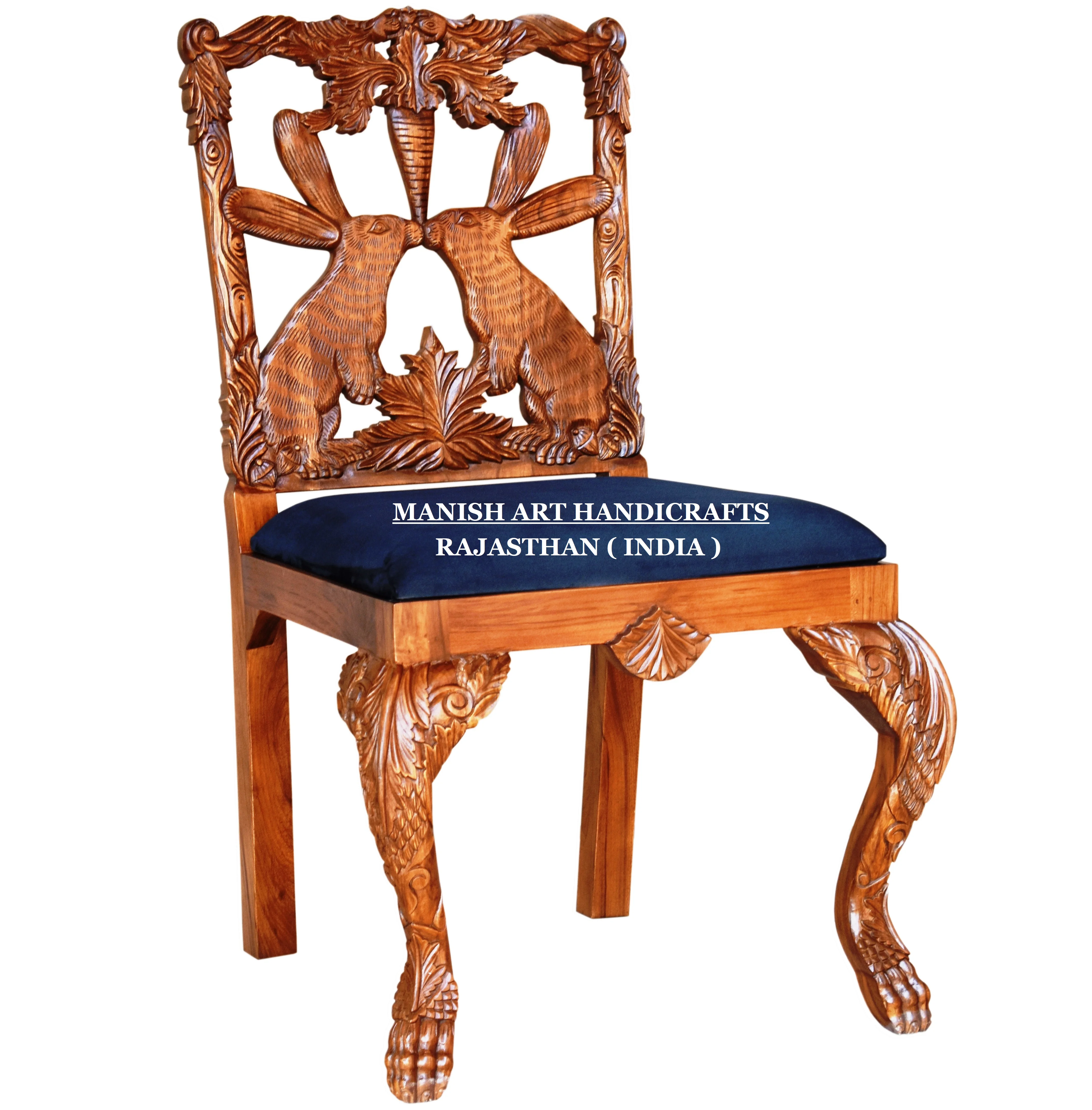 modern luxury vintage antique royal living room wooden hand carved menagerie rabbit dining Derma chair room indian rosewood
