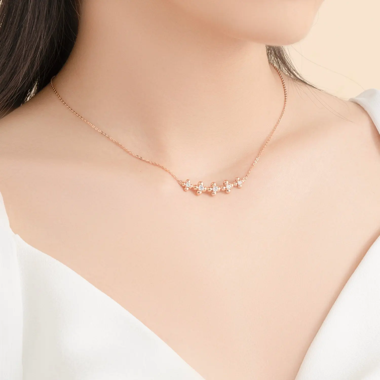 Luxury Gift Real 18k Pure Solid Gold Flower Necklace Best Quality Stone Flower Pendant 14k Gold Necklace For Women Jewelry