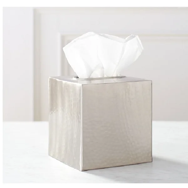 Eco friendly Handmade Modern Elegant Silver Luxury Metal Napkin Tissue Paper Storage Box Cover Holder For Hotel Home
