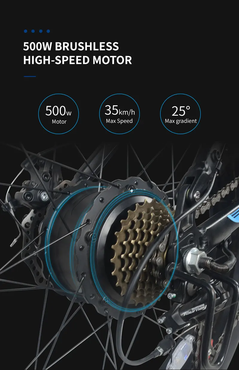 EU US Cheap 26 inch Flat Snow Air Tire 500W Motor Folding Electric Bike E Bike Bicycle Ebike On Promotion