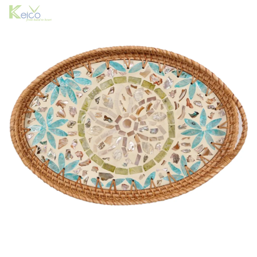 Hot selling new design 2023 rattan storage trays with handle easy for carrying with best price and high quality