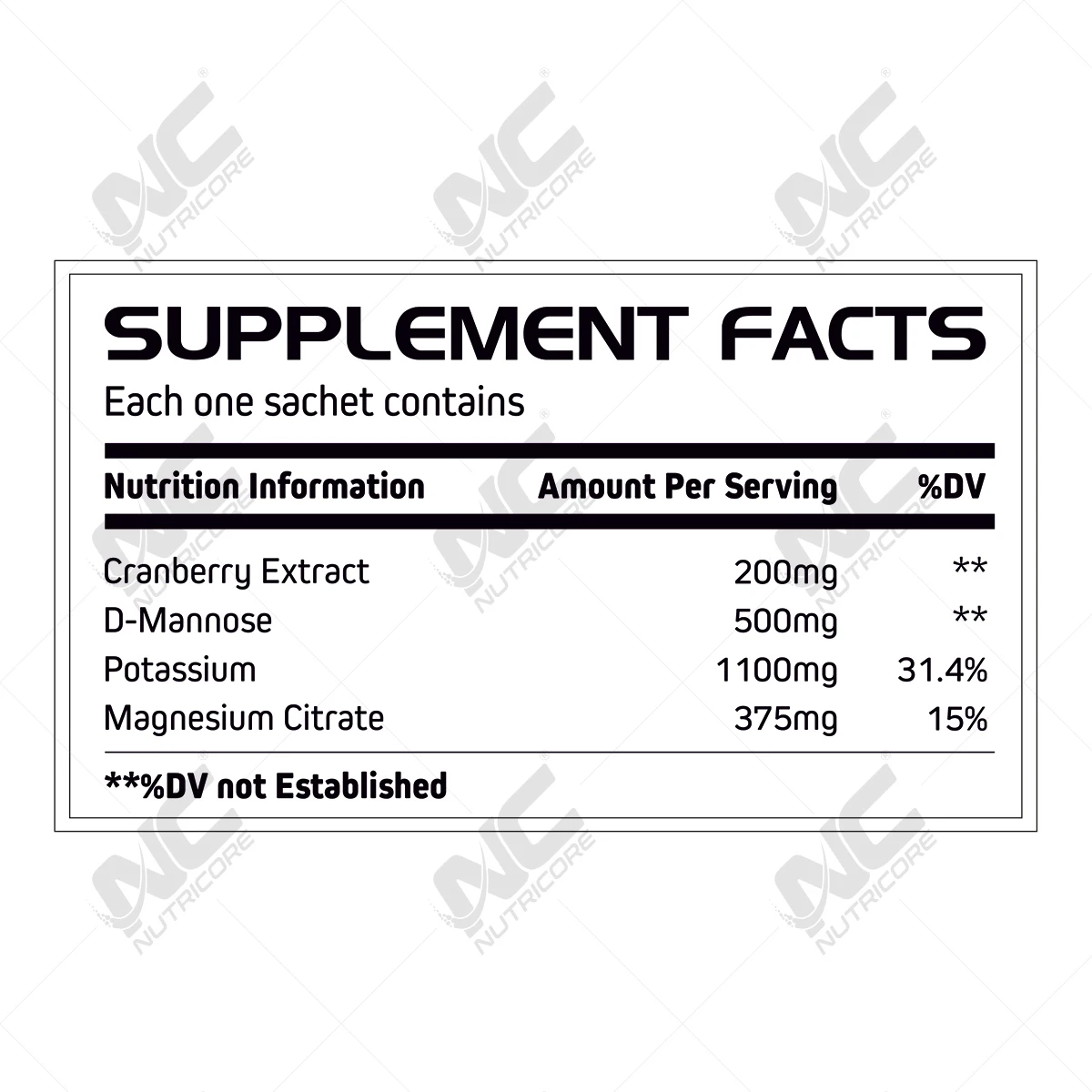 Cranberry Extracts + D-Mannose + Potassium Magnesium Citrate Dietary Supplement Sachet