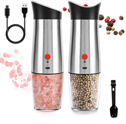Electric Salt and Pepper Grinder Set Battery Operated Stainless Steel Mill with Light
