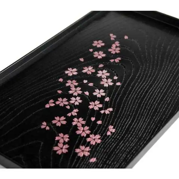 Cherry Blossom Plastic Semicircle Tray Japanese Party Restaurant Tableware Supplies