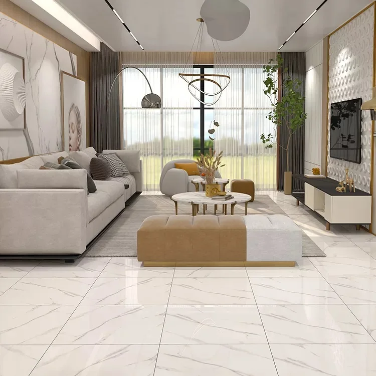 White Indian Marble Wonder Marble 60*60 cm Calacatta Statuario 60*120cm  MODERN SATVARIO 120*60 CM Latest Collection Of Floor Ti