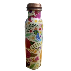 Design Printed Copper Water Bottle Top Quality Traditional Handmade Solid Copper Traditional Ayurvedic Copper Bottle