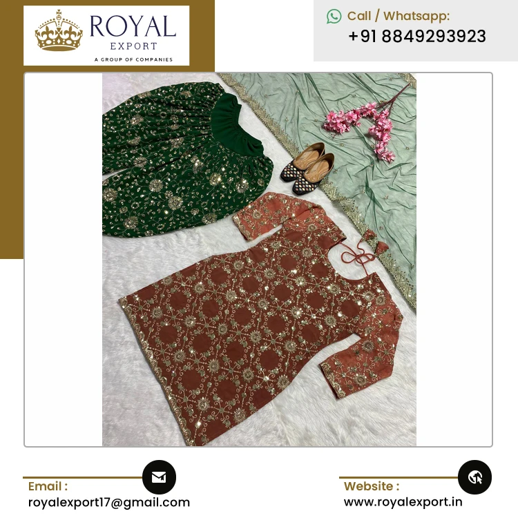Indian Supplier Selling Best Quality Luxury Fashion Designer Premium Faux Georgette Embroidery Dhoti Salwar Suit