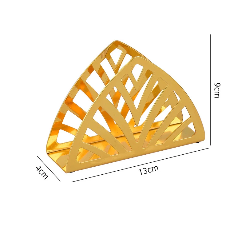 Metal wrought paper towel holder gold hollow triangle napkin storage box vertical simple creative hotel square towel seat