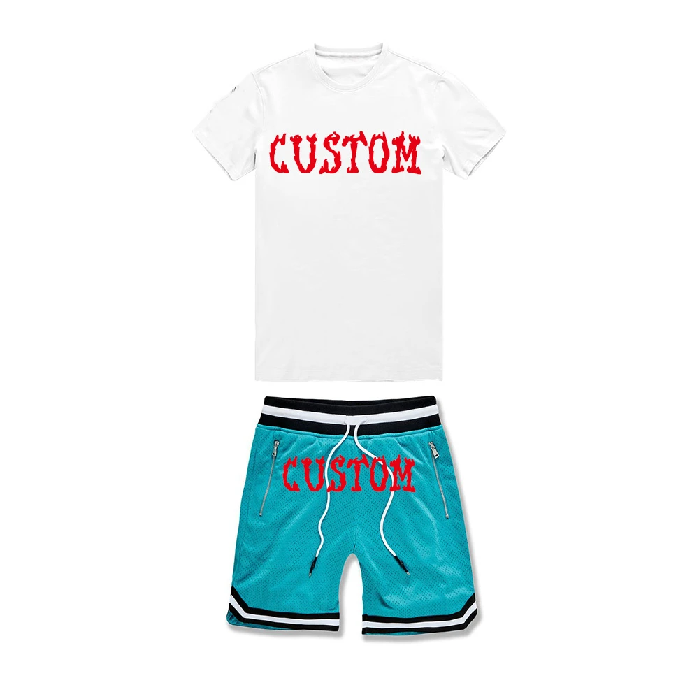 2024 New Style Custom Logo Summer Sportswear 2 Pieces Suits T Shirt Short Tracksuits Men Running Shorts Set For Men