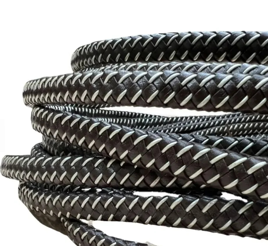 Soft Flat and Round Braided oval Leather Cord | Quality Manufacturer | Great Rub, Light & Perspiration Fastness PSD