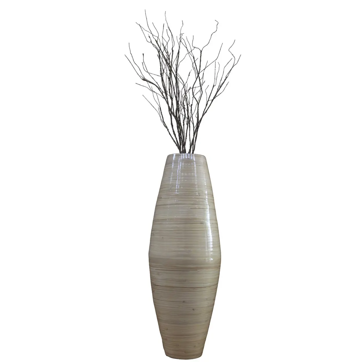 Luxury whitespun bamboo floral vase wholesale handmade glossy basic bamboo flower vase for living room