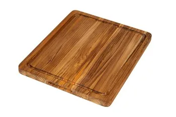 Вьетнамская прямоугольная разделочная доска из тика высокого качества с желобом для сока и ручкой