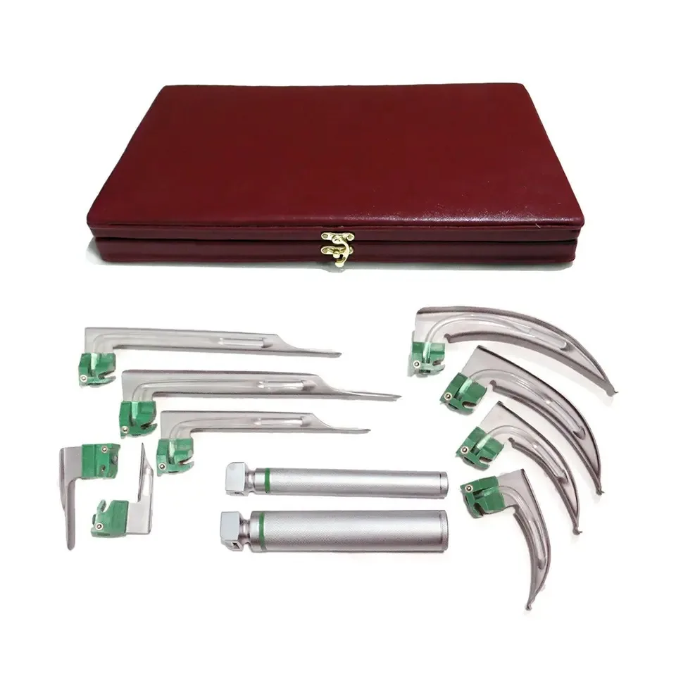 2024 Wholesale Fiberoptic Laryngoscope Wholesale Price 9 Blades Mac Miller Laryngoscope Stainless Steel Material CE Approved OEM