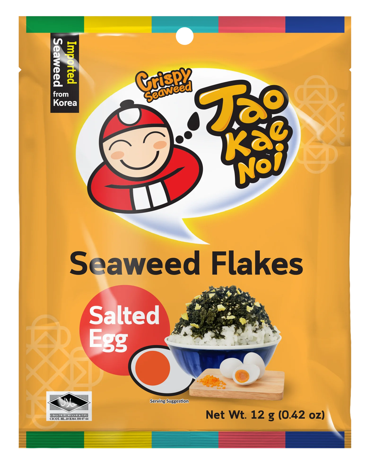 Seasonings Rice Tao Kae Noi Furikake Seaweed Flakes with Sesame Salted Egg Flavor 12g for Topping Rice Product of Thailand