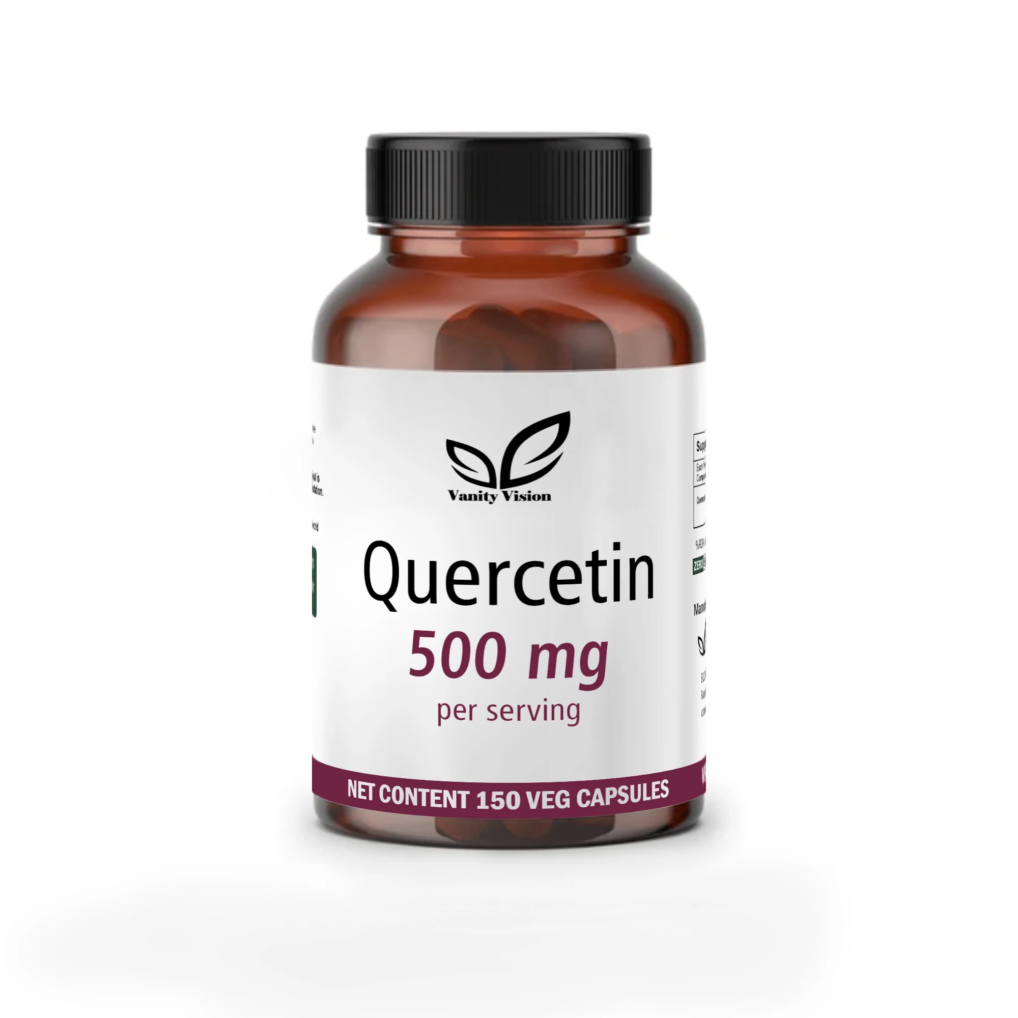 Vanity Vision Quercetin 1000mg Zinc 50mg Vitamin C 1000mg Vitamin D 5000 IU Bromelain Elderberry - Lung Immune Defense Support